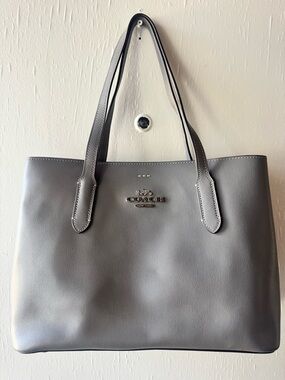 Coach Gray Leather Tote with Silver Logo Hardware